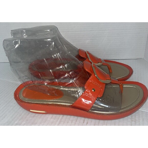 Cole Haan Sandals Womens 7.5 Orange Slide Flip Flop Thong NikeAir Sole Beach - Picture 1 of 16